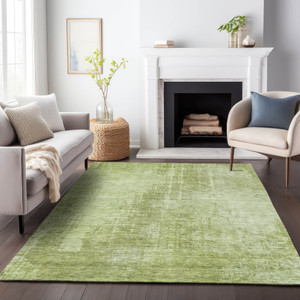 8' X 10' Sage And Green Abstract Washable Indoor Outdoor Area Rug