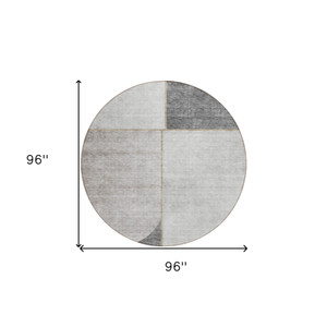 8' Taupe Beige And Gray Round Abstract Washable Indoor Outdoor Area Rug - 608219055479