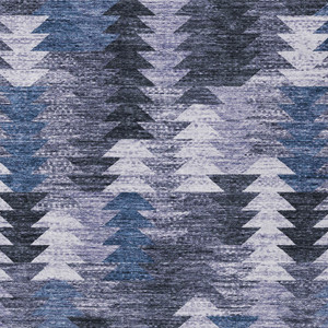 8' X 10' Navy Blue And Sky Blue Southwestern Washable Indoor Outdoor Area Rug