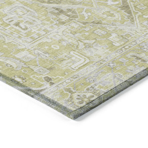 9' X 12' Artichoke Green Oriental Washable Non Skid Indoor Outdoor Area Rug - 608219125240