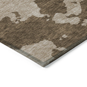 8' X 10' Brown And Beige Abstract Washable Indoor Outdoor Area Rug - 880016403701