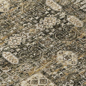 8' Coffee And Beige Round Oriental Washable Indoor Outdoor Area Rug