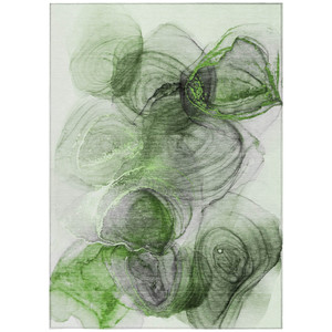 8' X 10' Olive Green Abstract Washable Non Skid Indoor Outdoor Area Rug