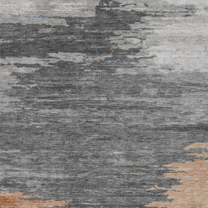 9' X 12' Rust And Gray Abstract Washable Indoor Outdoor Area Rug - Rust, Gray