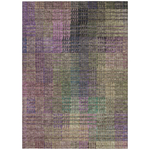 10' X 14' Plum Olive Green And Lavender Abstract Washable Indoor Outdoor Area Rug