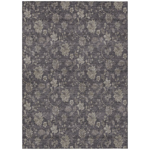 10' X 14' Taupe And Beige Floral Washable Indoor Outdoor Area Rug