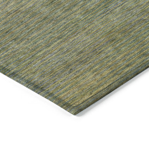 10' X 14' Fern Green Striped Washable Indoor Outdoor Area Rug