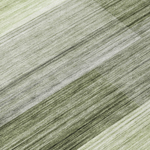 9' X 12' Green And Ivory Striped Washable Indoor Outdoor Area Rug - Green, Ivory