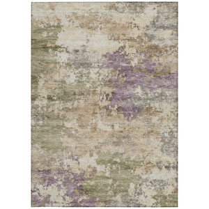 8' X 10' Beige Green And Purple Abstract Washable Indoor Outdoor Area Rug