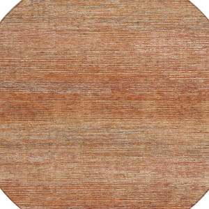 8' Copper Round Striped Washable Indoor Outdoor Area Rug