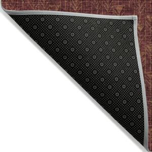 8' X 10' Burgundy Geometric Washable Non Skid Indoor Outdoor Area Rug