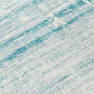 8' Teal Blue Aqua And Ivory Round Abstract Washable Indoor Outdoor Area Rug - 608219296513
