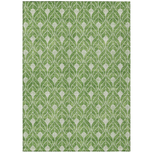 8' X 10' Green And Light Green Geometric Washable Indoor Outdoor Area Rug