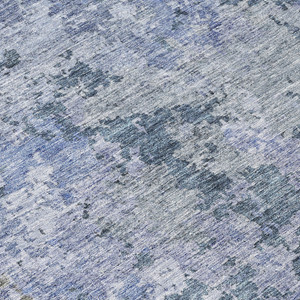 8' Blue And Dark Gray Round Abstract Washable Indoor Outdoor Area Rug