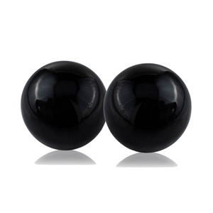 Set of 2 Black Aluminum Decorative Spheres 3" - 4512822754536