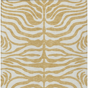 8' X 10' Gold And Ivory Animal Print Washable Indoor Outdoor Area Rug