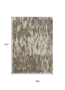 9' X 12' Brown And Ivory Abstract Washable Indoor Outdoor Area Rug Transitional Style - Brown, Ivory Color