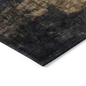 9' X 12' Charcoal Tan And Beige Abstract Washable Indoor Outdoor Area Rug