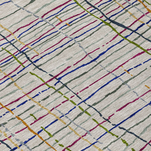 8' X 10' Ivory Pink And Copper Striped Washable Indoor Outdoor Area Rug