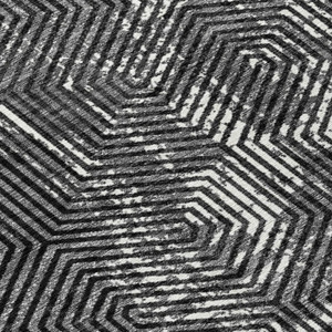 8' Black And Ivory Round Geometric Washable Indoor Outdoor Area Rug Transitional Style - Black, Ivory Color