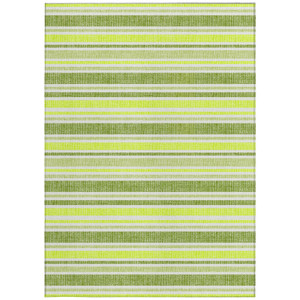 8' X 10' Green and Yellow Striped Washable Non Skid Indoor Outdoor Area Rug