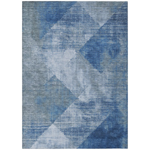 10' X 14' Blue And Gray Geometric Washable Indoor Outdoor Area Rug