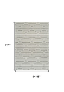 8' X 10' Cream and Beige Geometric Distressed Indoor Outdoor Area Rug - 608219135690