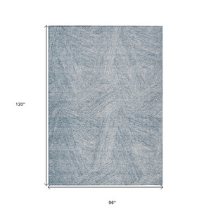 8' X 10' Denim Blue And Ivory Abstract Washable Indoor Outdoor Area Rug - 608219367930
