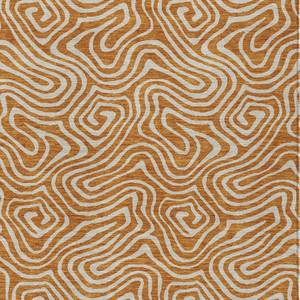 8' X 10' Copper And Beige Abstract Washable Indoor Outdoor Area Rug