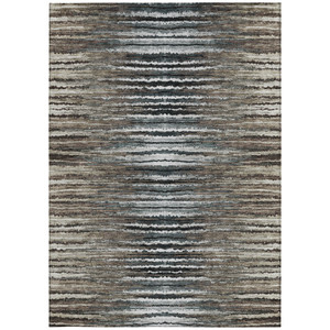 8' X 10' Brown Taupe And Chocolate Striped Washable Indoor Outdoor Area Rug