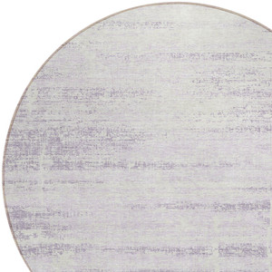8' Lavender Purple And Ivory Round Abstract Washable Indoor Outdoor Area Rug