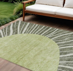 10' X 14' Olive Green And Artichoke Green Abstract Washable Indoor Outdoor Area Rug - 608219341862