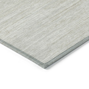10' X 14' Ivory And Gray Striped Washable Indoor Outdoor Area Rug