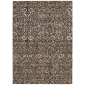 10' X 14' Chocolate Floral Washable Non Skid Indoor Outdoor Area Rug