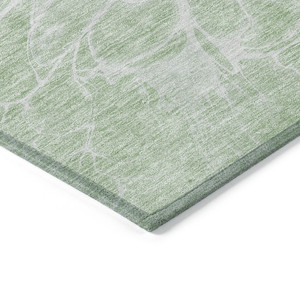 10' X 14' Mint Green And Ivory Abstract Washable Indoor Outdoor Area Rug