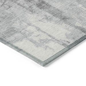 9' X 12' Gray And Silver Geometric Washable Indoor Outdoor Area Rug