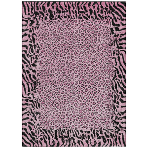 9' X 12' Pink Animal Print Washable Indoor Outdoor Area Rug