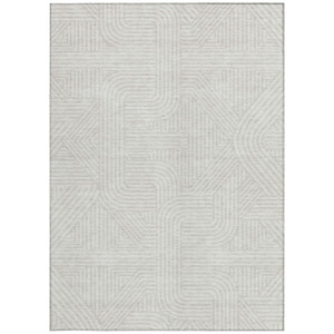 8' X 10' Ivory And Gray Abstract Washable Indoor Outdoor Area Rug - 608219264048