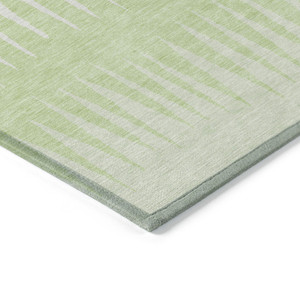 9' X 12' Lime Green And Ivory Striped Washable Indoor Outdoor Area Rug