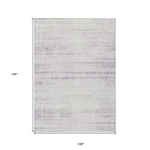 9' X 12' Lavender Purple And Ivory Abstract Washable Indoor Outdoor Area Rug