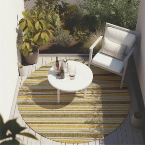 8' Round Brown and Orange Round Striped Washable Non Skid Indoor Outdoor Area Rug