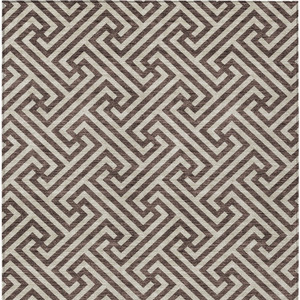 10' X 14' Brown And Beige Geometric Washable Indoor Outdoor Area Rug - 608219188498