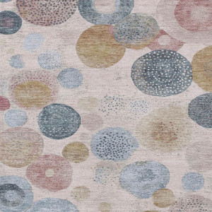 9' X 12' Blush Blue And Taupe Geometric Washable Indoor Outdoor Area Rug
