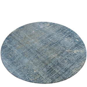 8' Blue And Ivory Round Abstract Washable Indoor Outdoor Area Rug - 880016572407