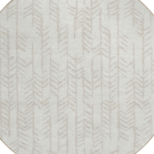 8' Ivory And Beige Round Tribal Washable Indoor Outdoor Area Rug