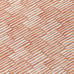 9' X 12' Salmon And Ivory Geometric Washable Indoor Outdoor Area Rug Transitional Style - Salmon, Ivory Color