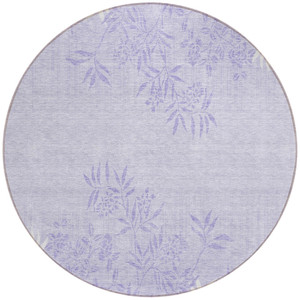 8' Lilac Purple And Ivory Round Floral Washable Indoor Outdoor Area Rug