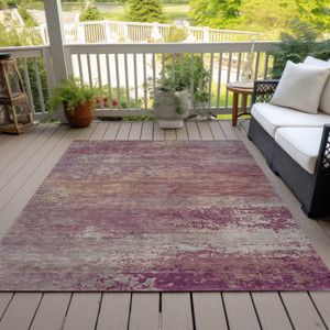 8' X 10' Merlot Beige And Blush Abstract Washable Indoor Outdoor Area Rug