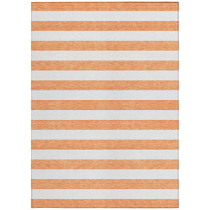 8' X 10' Salmon Striped Washable Non Skid Indoor Outdoor Area Rug