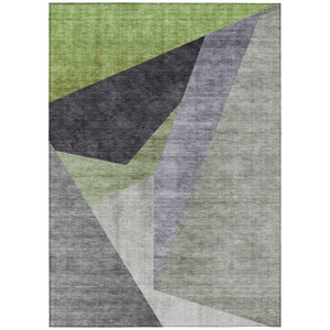 8' X 10' Sage Green And Charcoal Abstract Washable Indoor Outdoor Area Rug